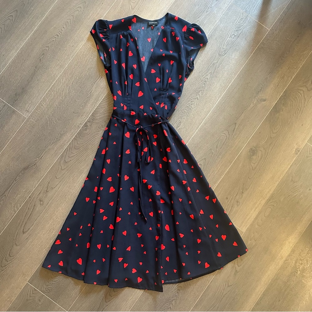 Callipygian blue dress with red hearts (Sz 0)